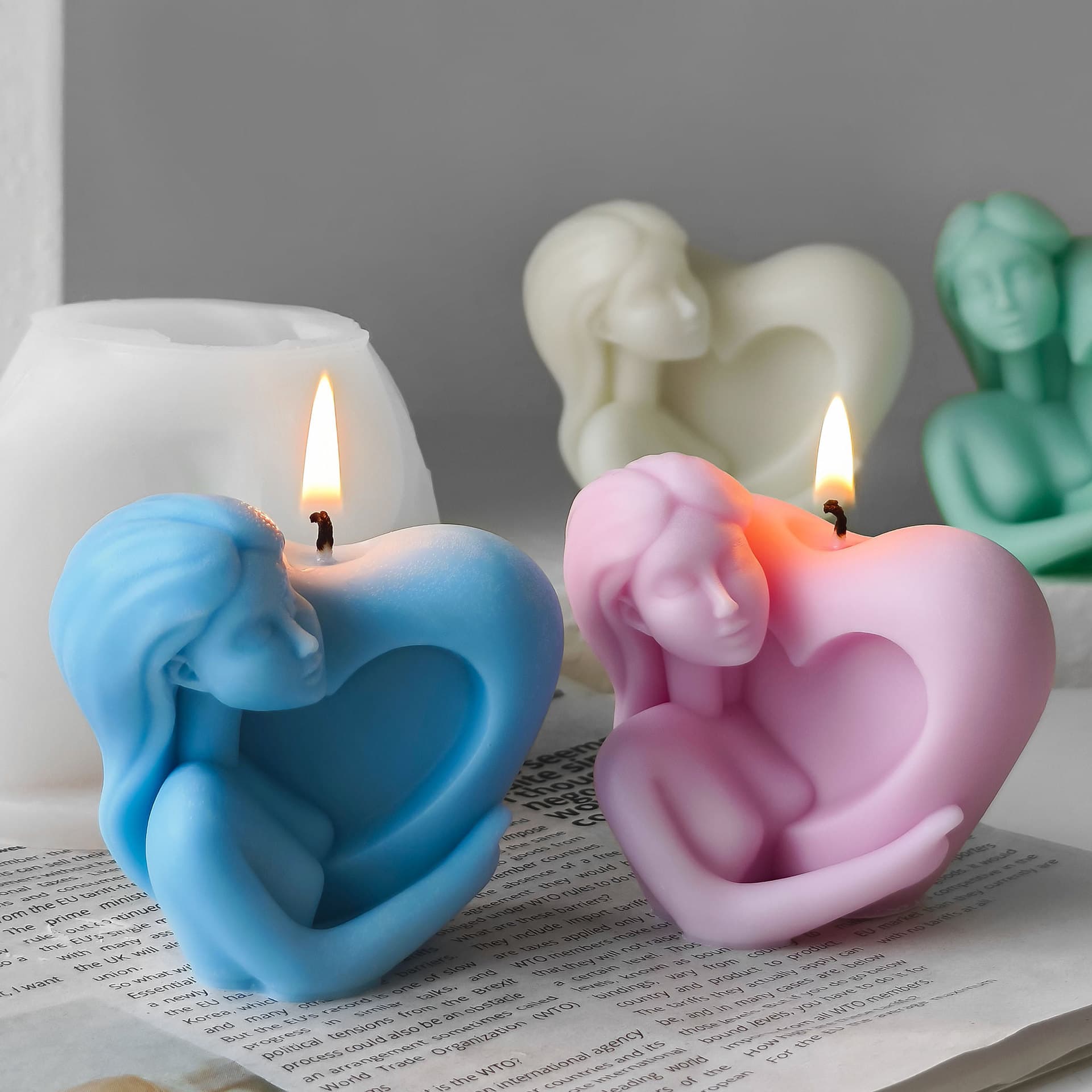 New Cross-border Heart-Shaped Candle Mold DIY Valentine's Day Love Aromatherapy Candle Holder Plaster Decoration Ornament Mold