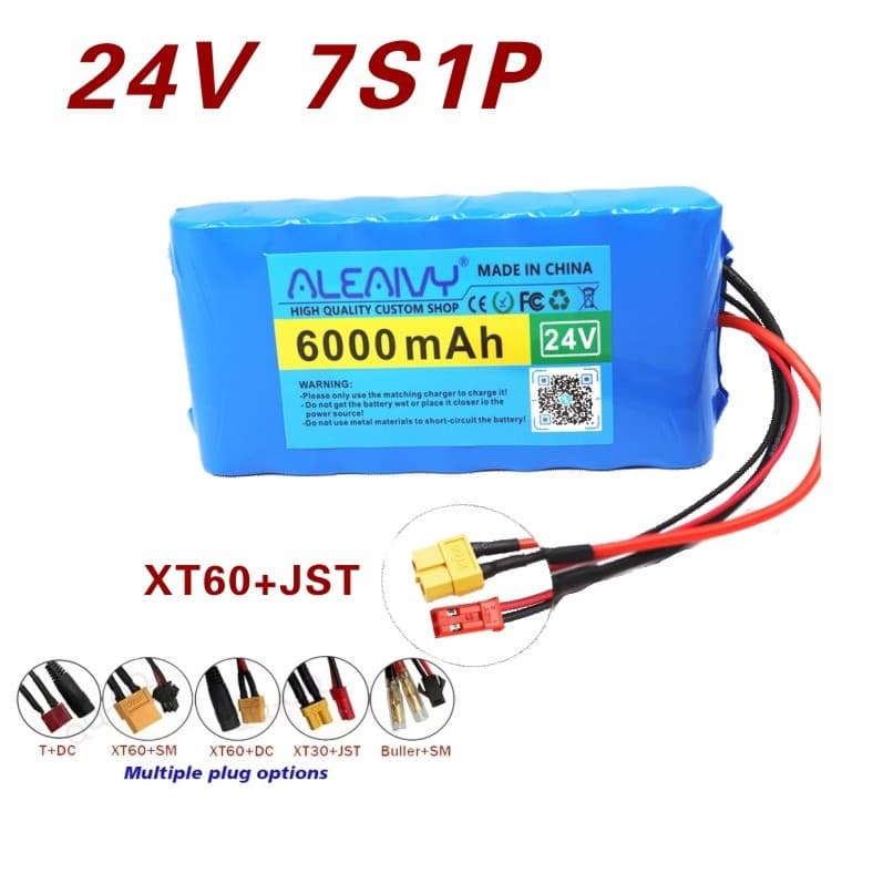 7s1p 24V 6000mAh 18650 Li-ion Battery Pack with Built-in BMS