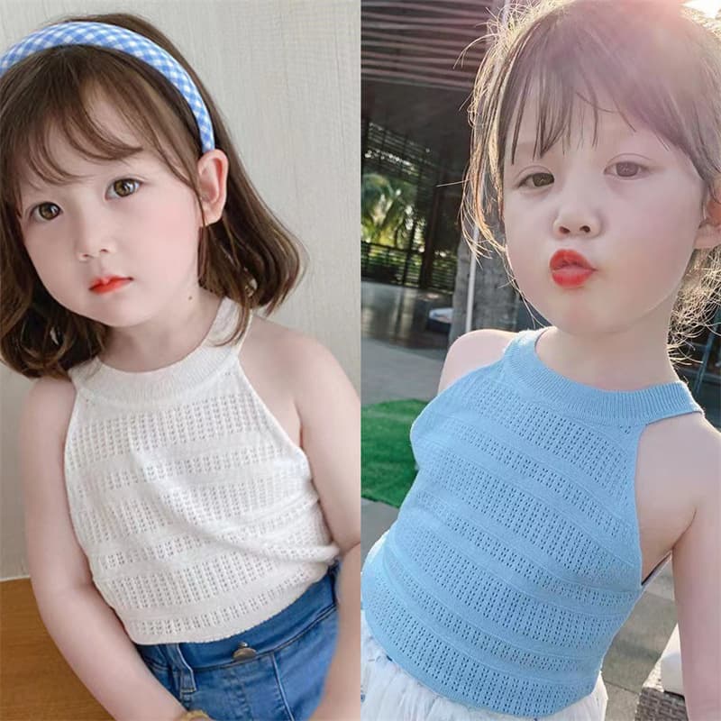 Girls Vest Summer 2024 Korean Style Sleeveless Top White Baby 2 Years 3 Stylish 4 Children 5 Thin Top