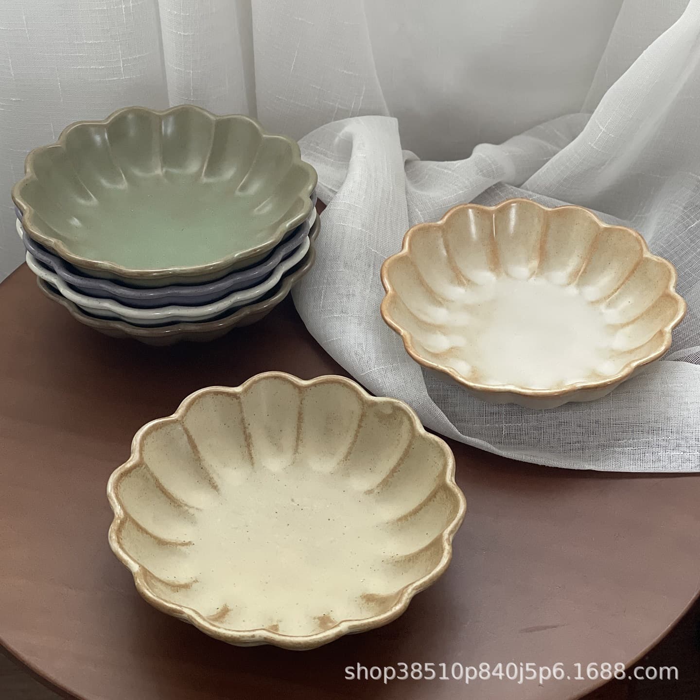 Japanese kiln retro household dish plate rough ceramic deep plate ceramic tableware dinner plate bowl fusion dish plate cooking tableware