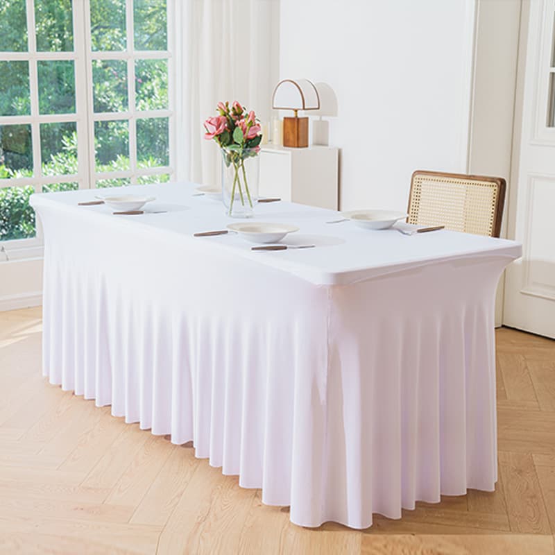 Customized cross-border exclusive elastic table covers for wedding banquets, 6FT sundresses, rectangular skirts, hotel parties