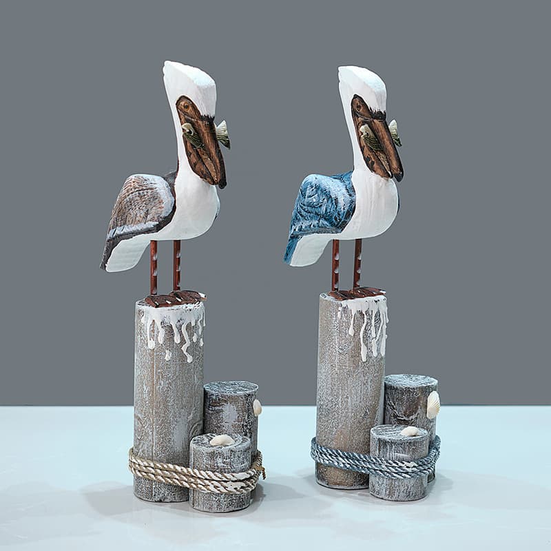 Solid Wood Stump Bird Mediterranean Home Decoration Wooden Craft Ornament Wood Carving Art Home Decor