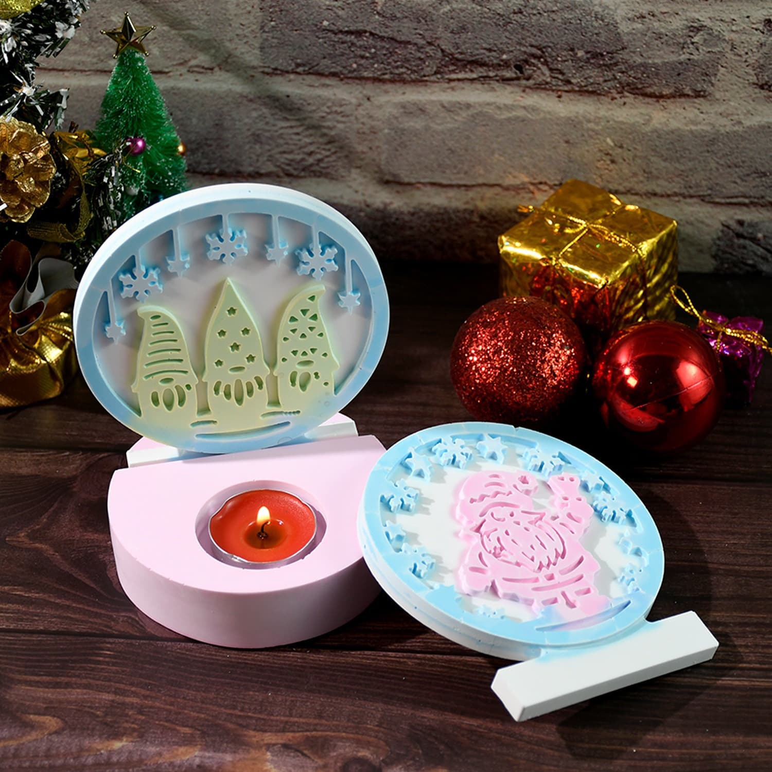 New DIY Resin Mold - Santa Claus Power Strip Candle Holder Mold 3D Ornament Silicone Mold