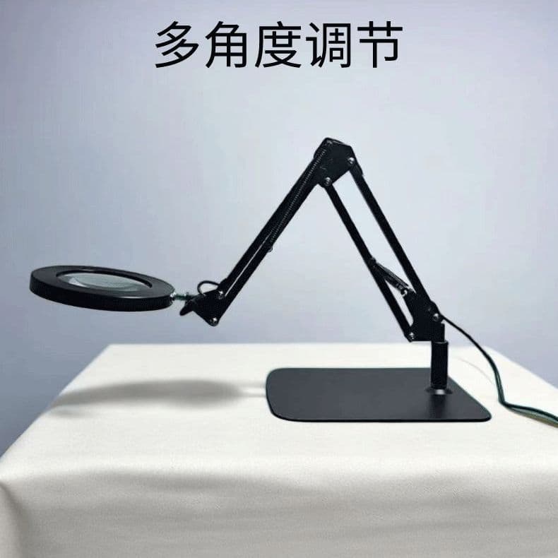 LED Folding Long Arm Desk Lamp for Reading, Studying, Welding, Appraisal, Repair, Nail and Eyelash Extension with Magnifier