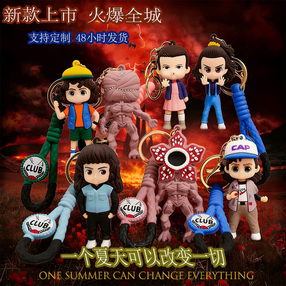 2026 Creative Cartoon Stranger Things Keychain Cute Will Dustin Bag Pendant Car Keychain Gift