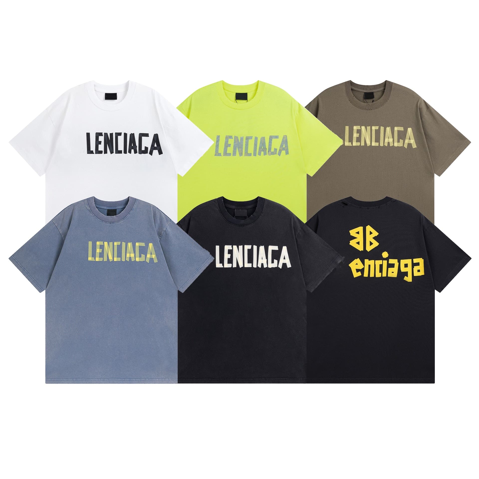 B Brand SS26 Classic Paris Tape Pulled Logo Tape Distressed Washed Relaxed Fit Short Sleeve T-Shirt