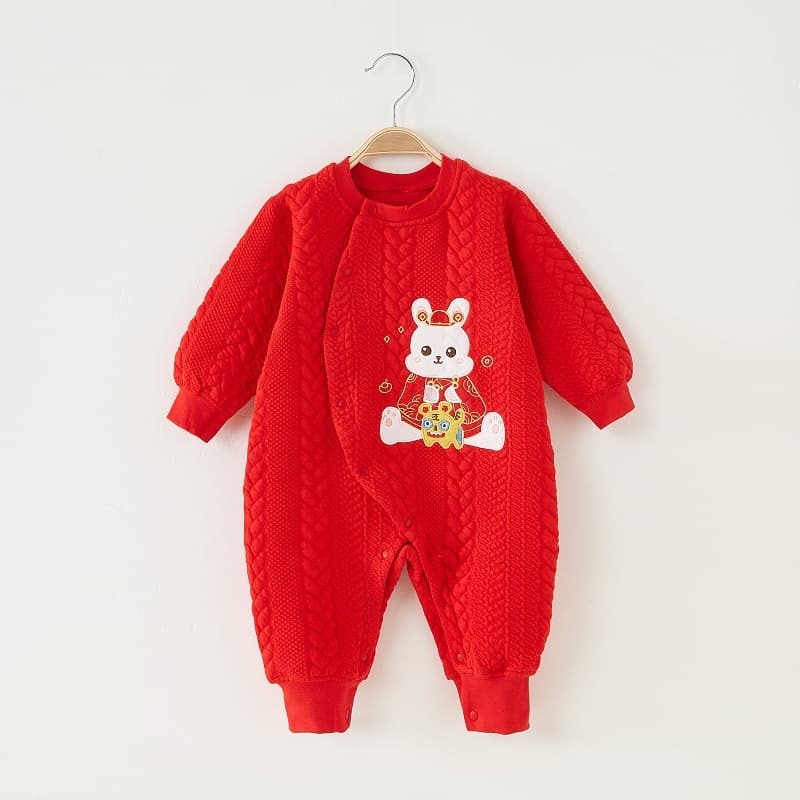 Baby Onesie Autumn Winter Quilted Newborn New Year Clothes Winter Baby Visiting Relatives Warm Romper