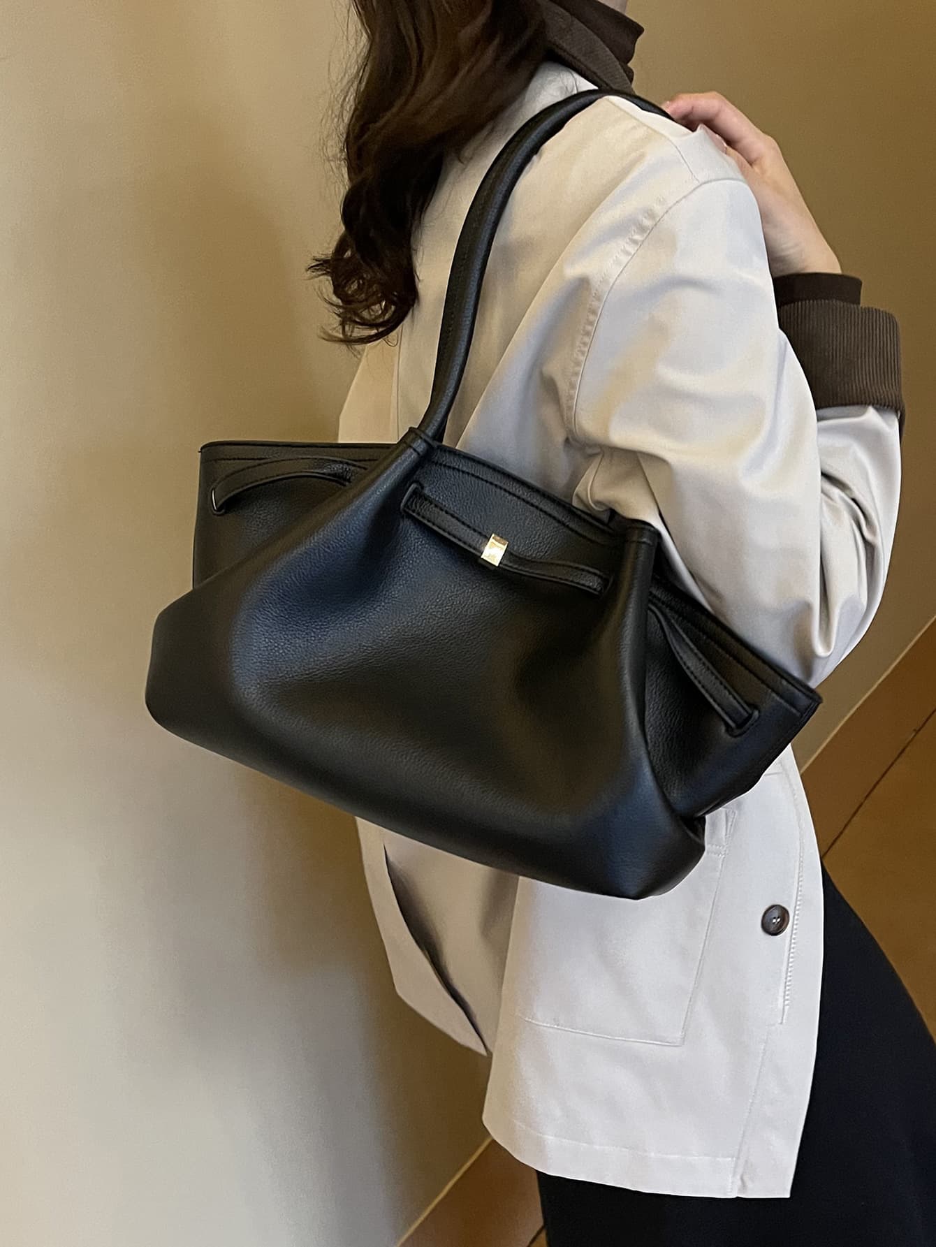 Cross-border Exclusive Underarm Tote Bag Autumn Winter New Women's Bag Handmade Vintage Large Capacity Dumpling Bag Vegetable Basket Large Bag