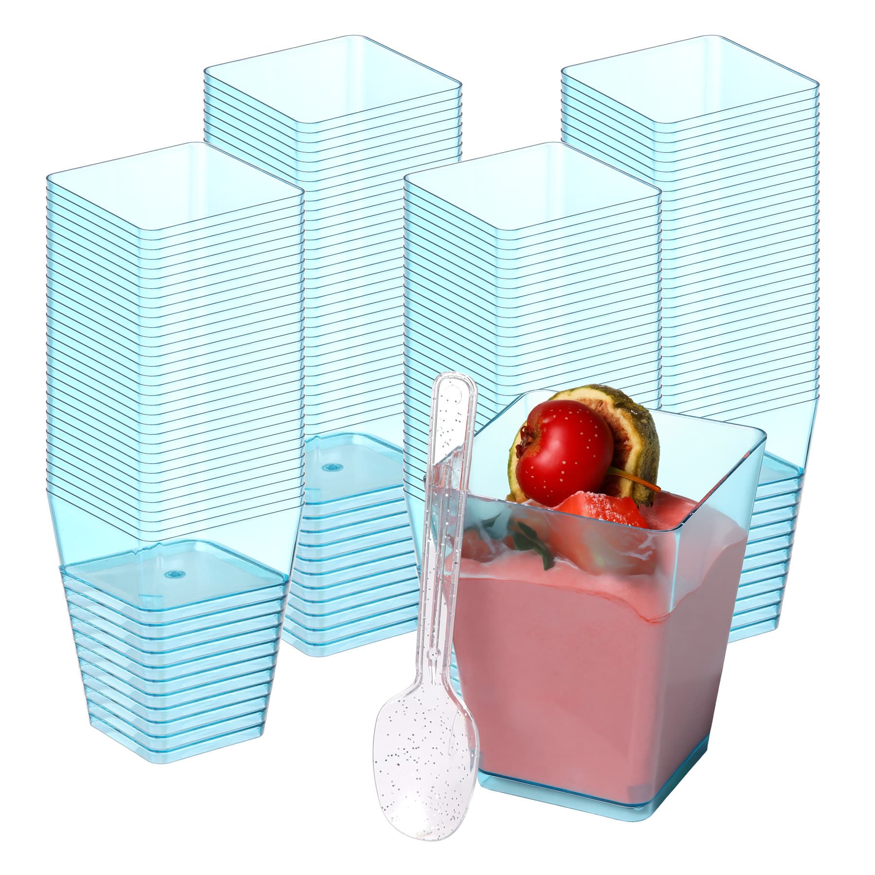 Cross-border stock disposable plastic square mousse cup cake cup wood chip cup dessert cup pudding cup dessert table