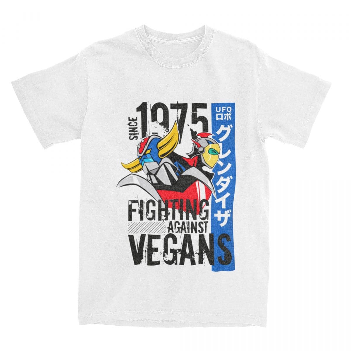 1975 UFO Robot Grendizer T-Shirt Unisex Cotton Retro Artwork Straight Fit Summer Casual Short Sleeve Round Neck Tee
