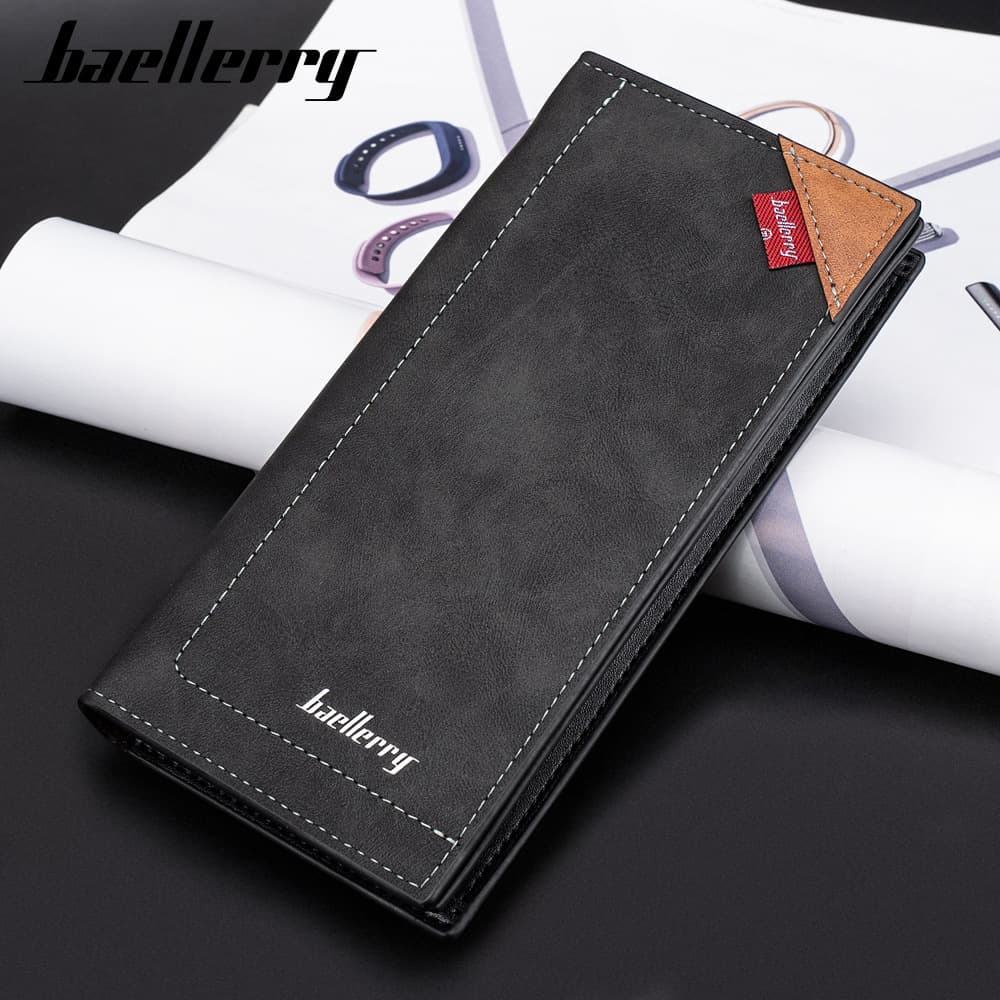 Baellerry New Men's Long Wallet, Cross-Border Business Multi-Card Slot Two-Fold Zipper Wallet, Slim Card Holder
