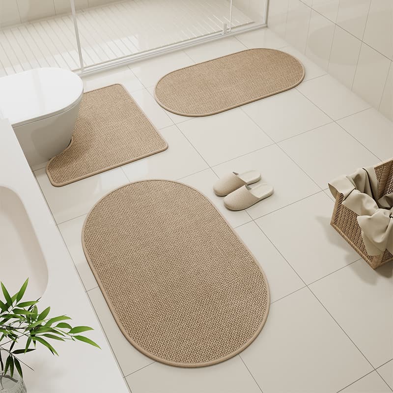 Bathroom special floor mat, household toilet toilet U-shaped foot mat, bathroom non-slip mat, imitation linen absorbent mat