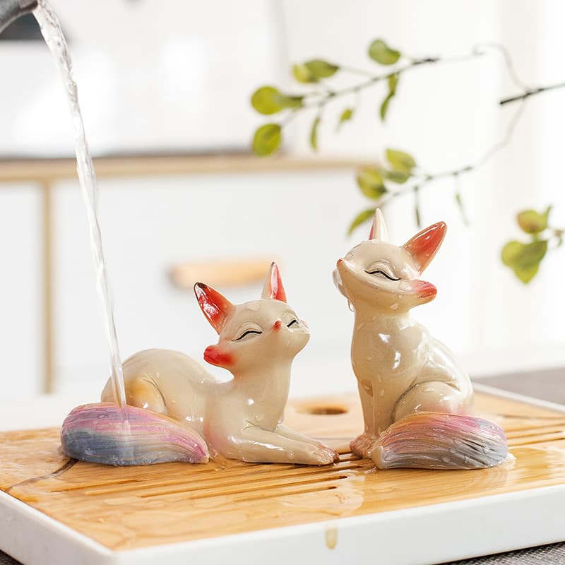New Color-Changing Little Fox Panda Rabbit Teapet Raisable Tea Play Office Home Tea Table Teapet Ornament