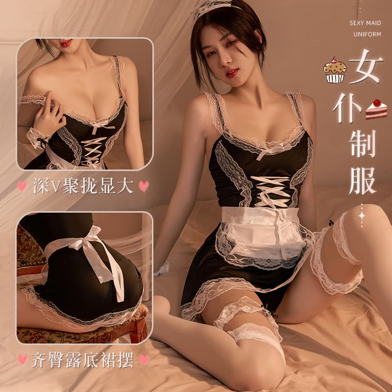 Plus Size Lingerie Hot Sexy Uniform Maid Costume Passion Nightwear Midnight Charm Woman