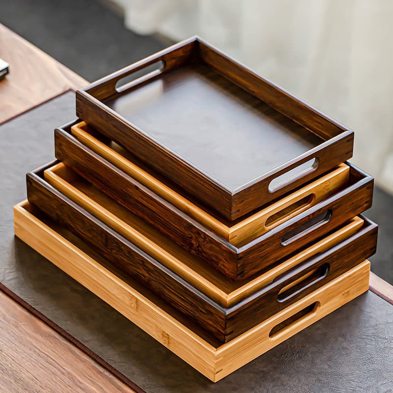 Japanese-style tea tray tea saucer for home Kung Fu tea set living room creative tea water tray bamboo tea saucer rectangular hand-pulled plate
