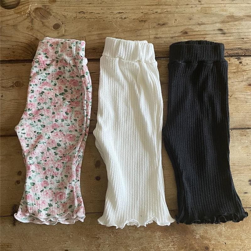 Korean version of cute fungus-edged flared pants for baby girls in summer, thin, air-conditioned anti-mosquito pants for girls, children's leggings