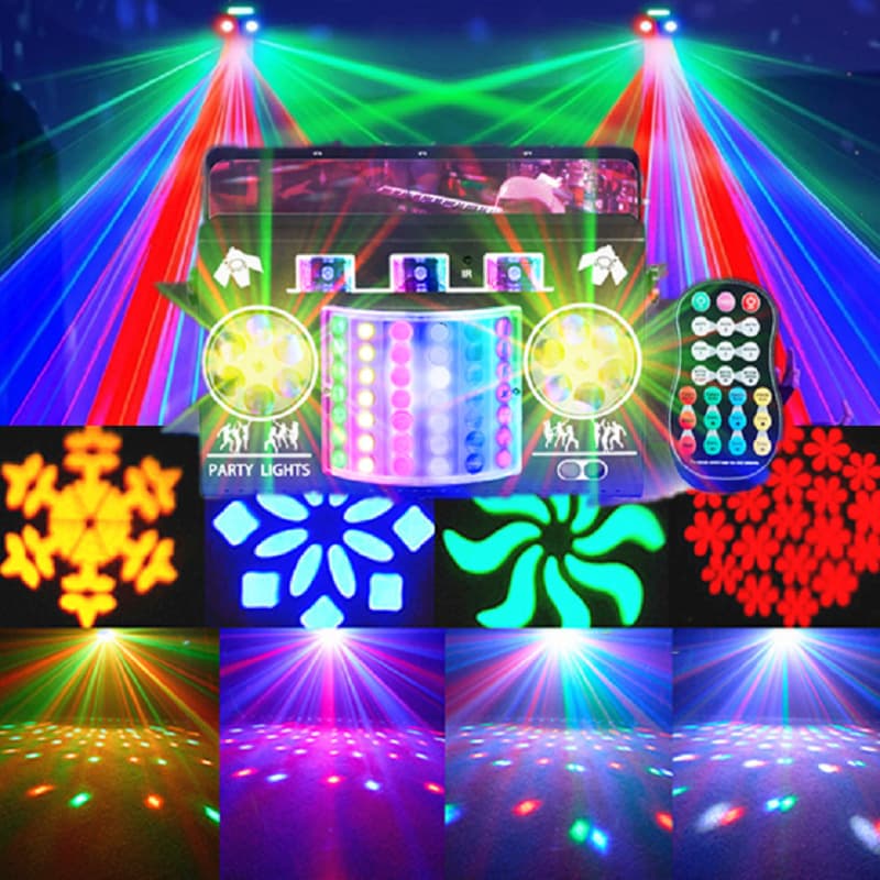Cross-Border Laser Light Dmx Beam Pattern Stage Light Ktv Bar Sound-Controlled Remote Control Wedding Disco Flashing Atmosphere Light