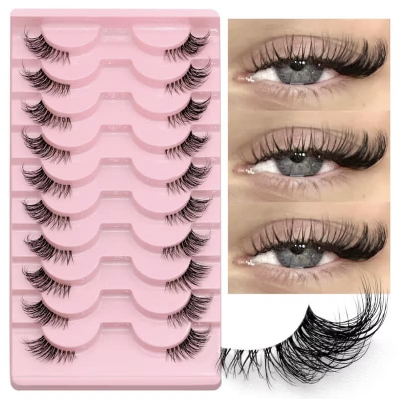 Cross-border Middle East Half-eye Transparent Stem Eyelashes, Cat Eye Slanted False Lashes, European and American Russian Curl False Lashes Factory Wholesale