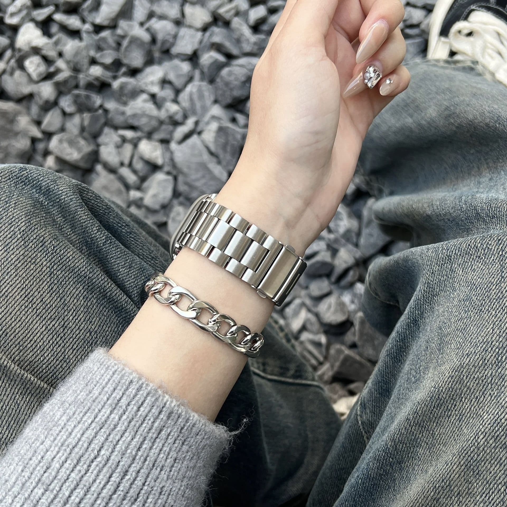 Metal stainless steel luxury feel compatible with Xiaomi Mi Band 9 Pro strap, Mi Band 8 Pro wristband, Redmi 4/5