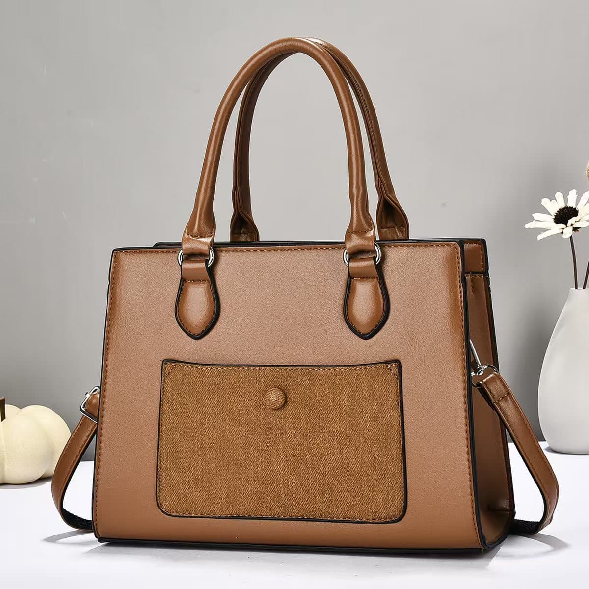 Trendy Color-Block Handbag Large Capacity 2026 New Style Elegant Versatile Bag Fashion Women's Bag