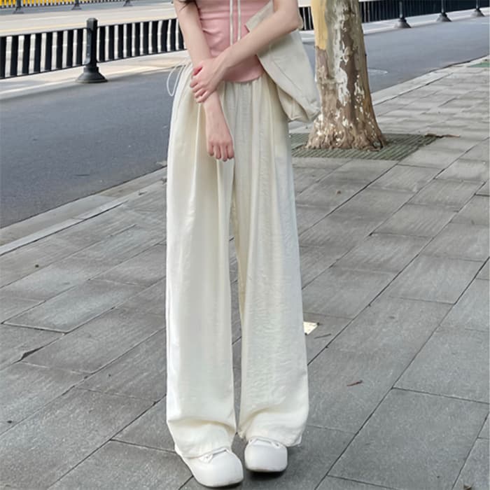 Maternity Wide-Leg Pants Summer 2025 Loose Long Textured Straight-Leg Slim Lightweight Nai Fu Maternity Pants