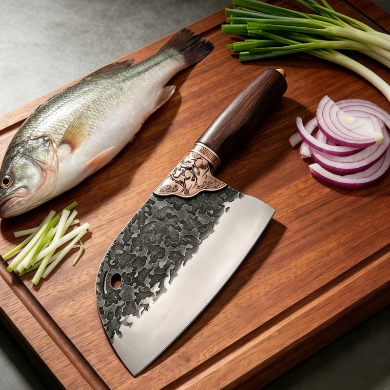 New Winged Wood Fish Head Knife, Stainless Steel Chopping and Slicing Dual-Purpose Kitchen Knife, Sharp Vegetable Knife, Amazon Kitchen Knife