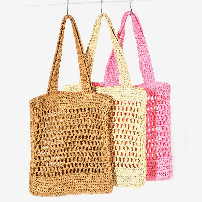 French Lace Single-Shoulder Woven Straw Bag, New Large-Capacity Tote Handwoven Bag for Women, Casual Beach Shoulder Bag