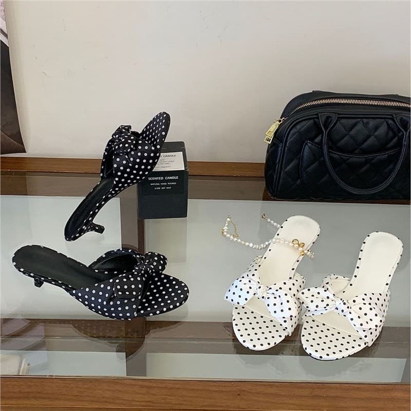 G-11~Low Heel French Bow Open-Toe Slide Sandals for Women, New Summer 2026 Style