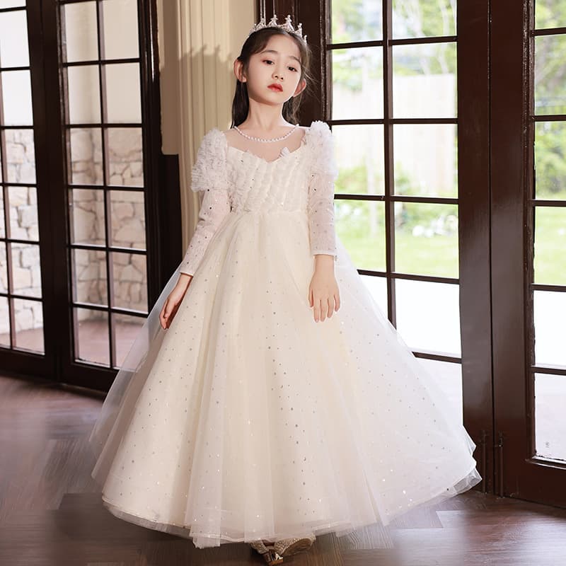 Princess Dress Children's Performance Outfit Fairy Atmosphere Host Piano Concert Costumes Girls' Party Gown Spring Autumn