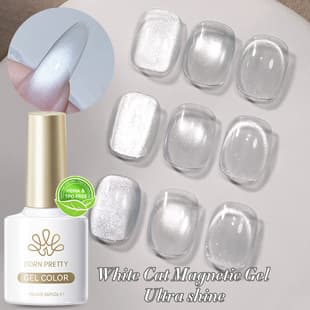BORN PRETTY New White Moonlight Ceramic Cat Eye Gel, Autumn/Winter Flash Crushed Diamond Crystal Cat Eye UV Gel