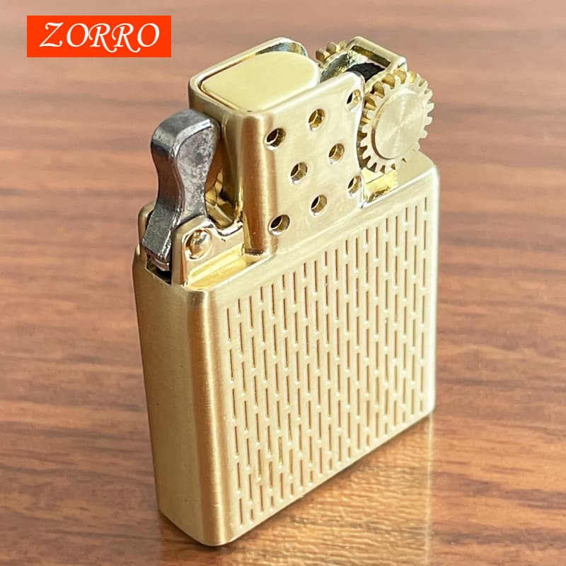 ZORRO ZORRO Brand Stainless Steel Copper Original Copper Knurled Double Straight Windshield Movement Lighter Heart Seal