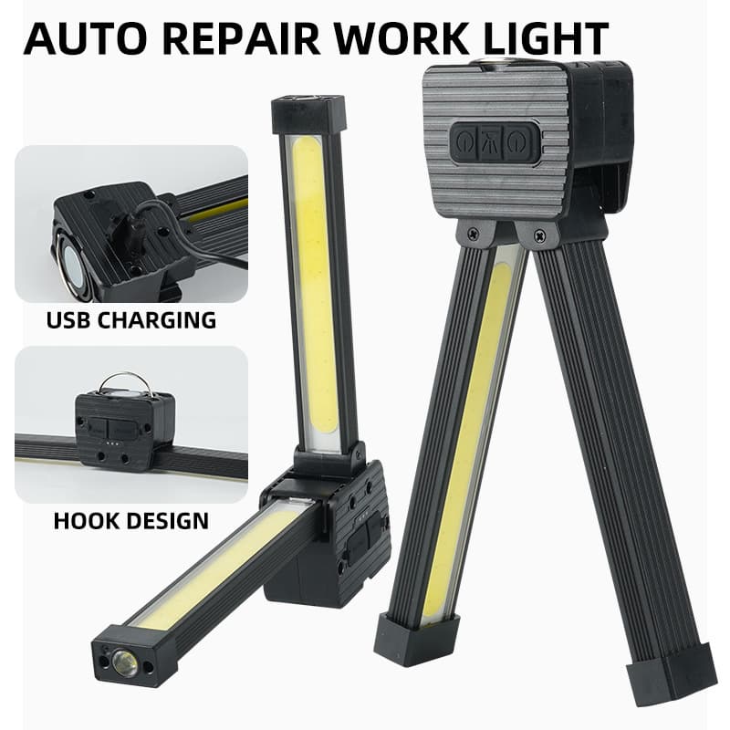 Multifunctional rechargeable COB work light, LED inspection light, folding car magnetic flashlight, repair light, tent light