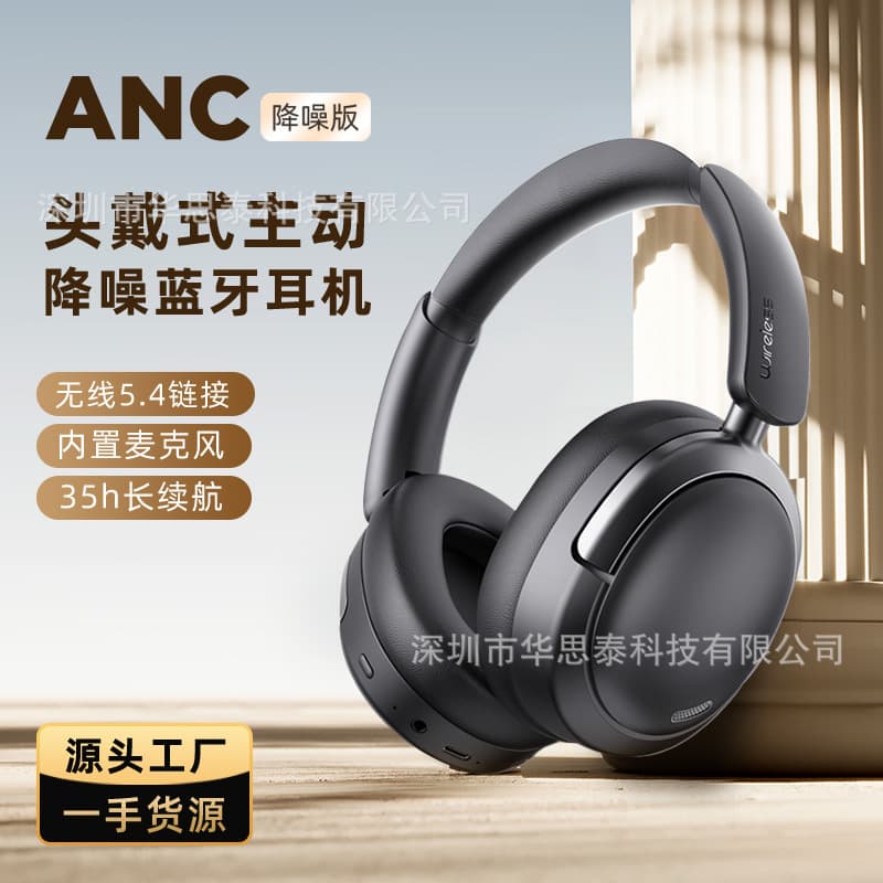 New ANC Dual-Feedback Noise Cancelling Over-Ear Headphones Bluetooth 5.3 Ultra-Long Battery Life Foldable Gaming Low Latency Headset