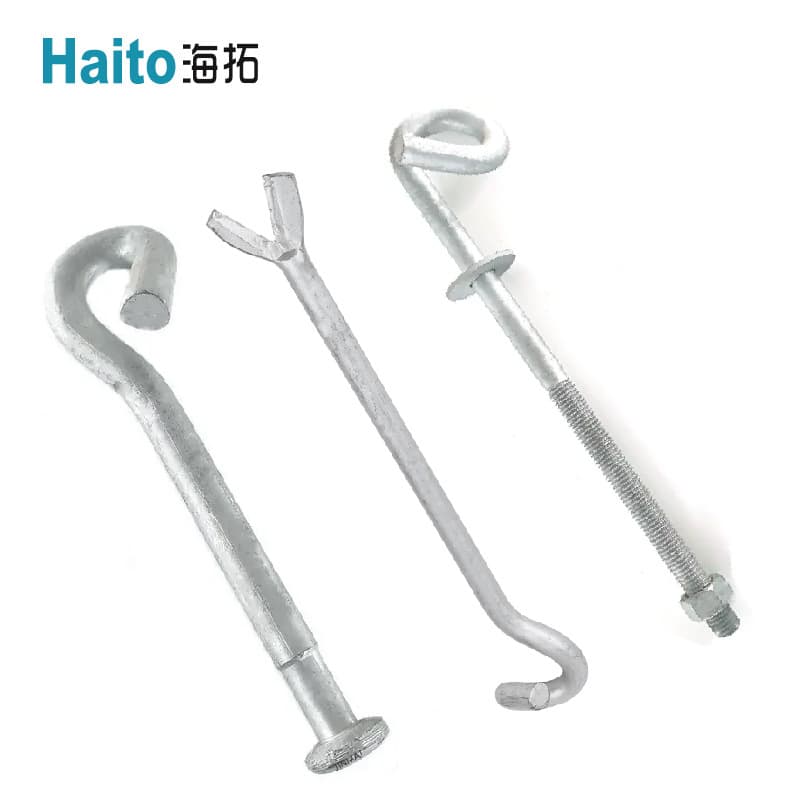 Power fittings terminal hook, fishtail adjuster, hot-dip galvanized pigtail bolt, pigtail hook, anchor bolt