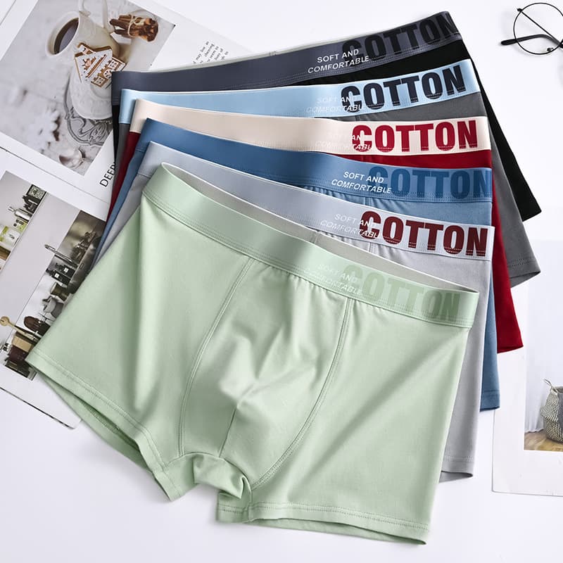 Pure Cotton Comfortable Men's Underwear, Breathable Boxer Shorts for Boys, Large Size Boxer Briefs, Color Blocking New Style Youth