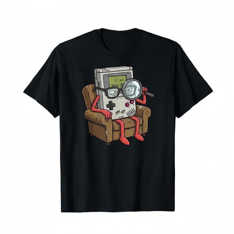 Cross-border EU Size Cool Old Game Boy Detective Shirt Retro Gaming Console