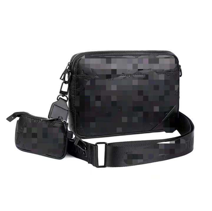 2318# Men's embossed shoulder crossbody bag two-piece messenger bag