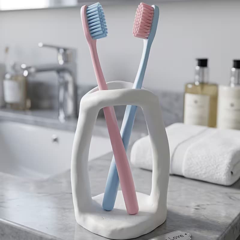 Nordic style pure white toothbrush holder, simple household toiletry storage tube, bedroom home decoration ornaments, creative gifts