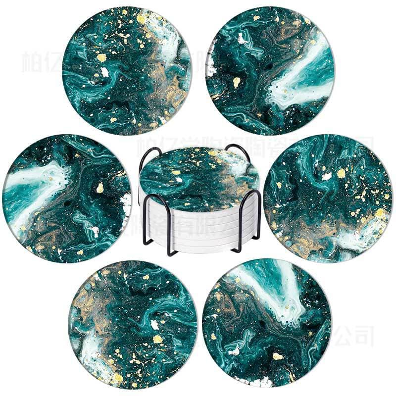 Absorbent Ceramic Coaster Heat-Insulating Mat Customizable Logo Colorful Photo Printing DIY Gift Round Non-Slip Car Coaster