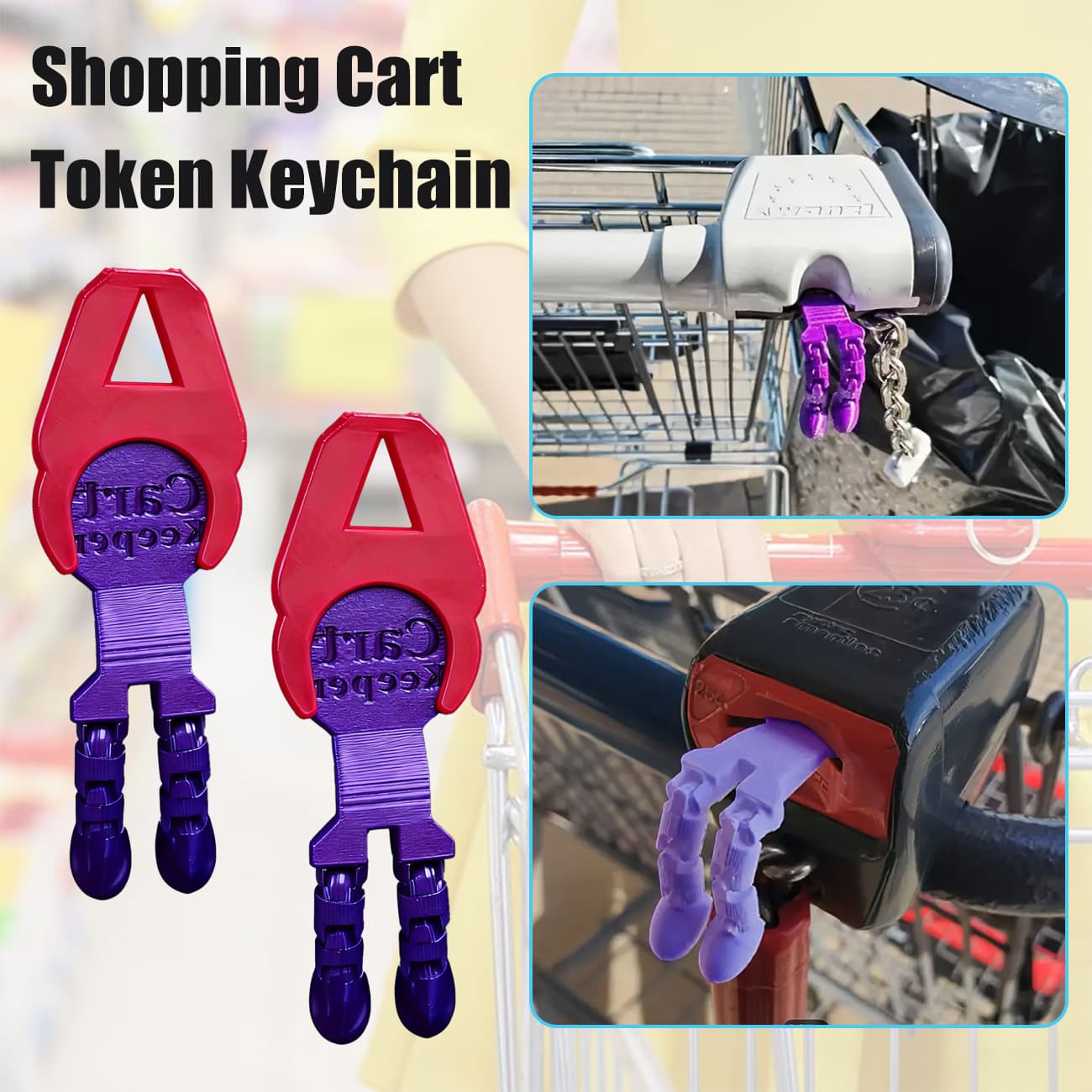 Coin Lock Supermarket Shopping Cart Keychain Villain Pendant Decorative Ornaments Manufacturer Direct Selling Wholesale PLA Material
