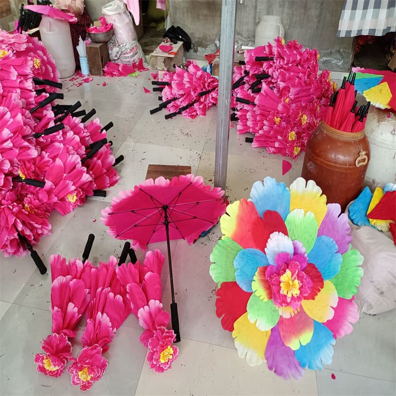 Seven-Color Peony Flower Umbrella for Kindergarten Dance, Sports Day Entrance Creative Prop Hand-Held Flower Dance Performance Props