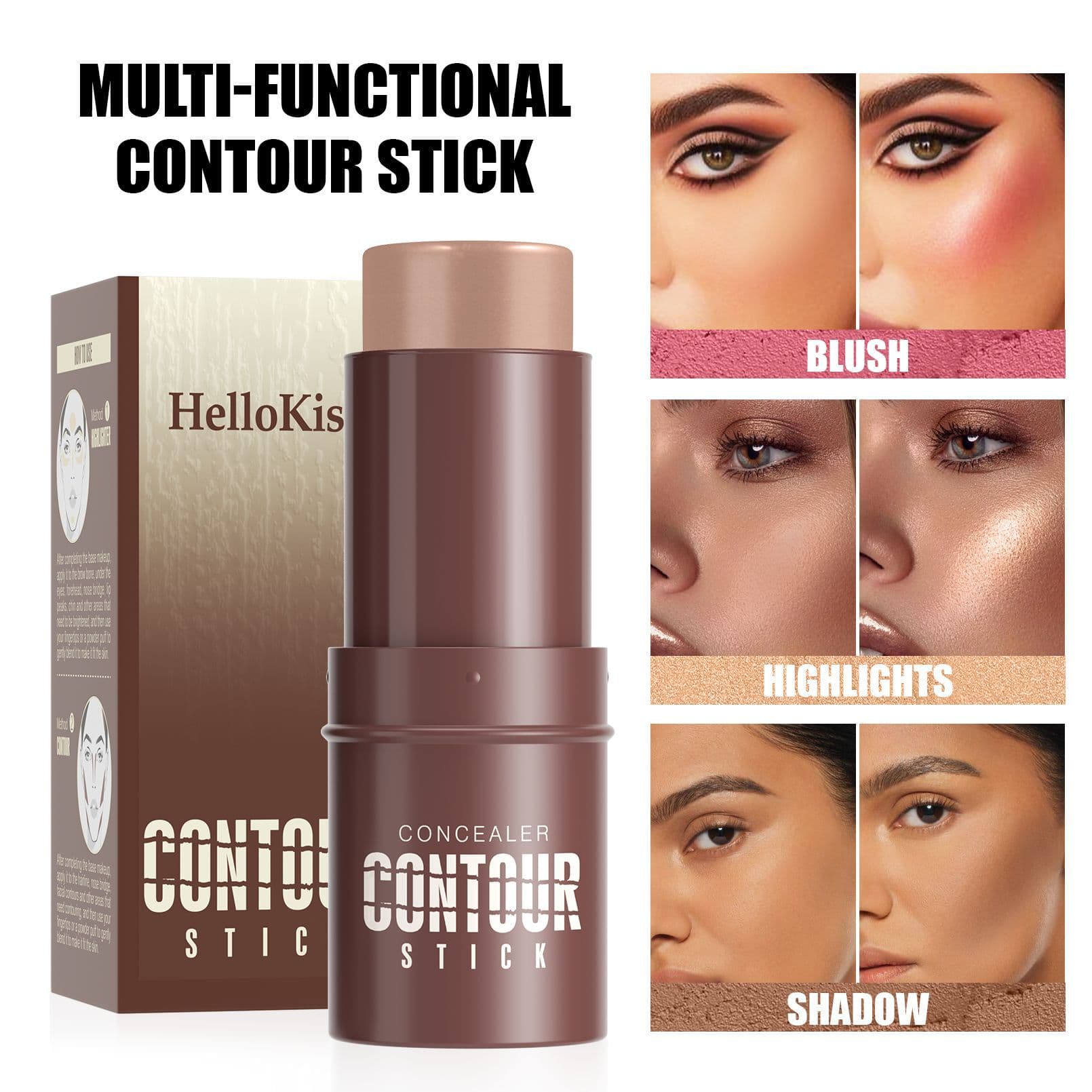 Hellokiss Highlighter Contour Stick 3D Shimmer Brightening Face Shadow Blush Stick OZON Bestseller