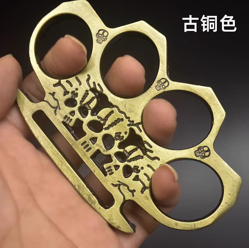 Cross-border Skull Iron Four-Finger Knuckle Duster Glove Knuckle Ring Self-Defense Four-Finger Knuckle Ring Finger Ring