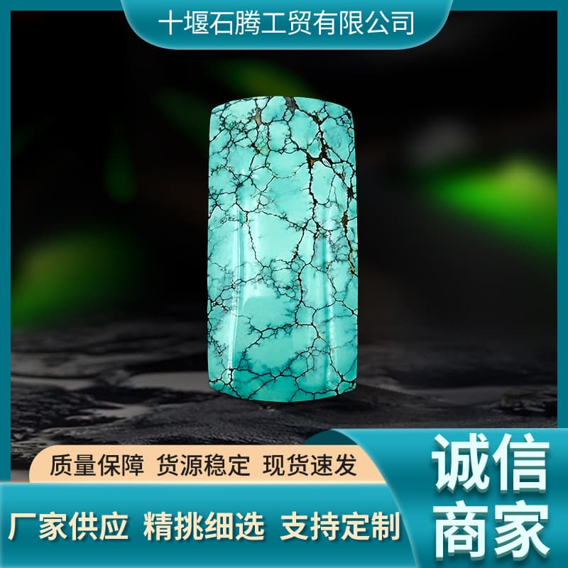 Raw, natural, unenhanced turquoise pendant with spiderweb pattern, a souvenir or travel gift.