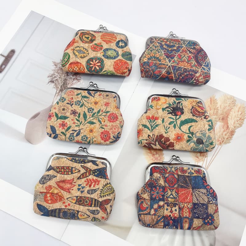 Retro cork coin purse, cross-border ethnic cork clutch bag, versatile DuPont paper clip bag, creative gold bag