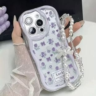 Purple Floral Bow Apple 17 Pro Max Phone Case iPhone 15/14/13/11 New 16 Pro for Women
