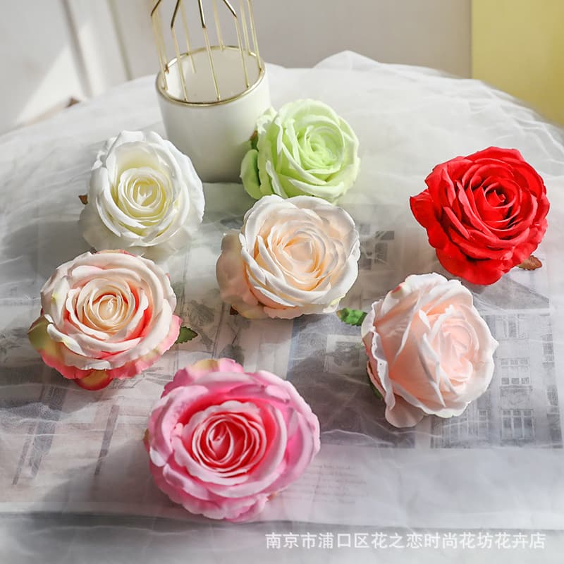 Artificial Rose Flower Heads for Decoration, Core-Wrapped Rose Flower Heads, Flower Ball, Flower Wall, Flower Arrangement Material, Silk Flower Heads