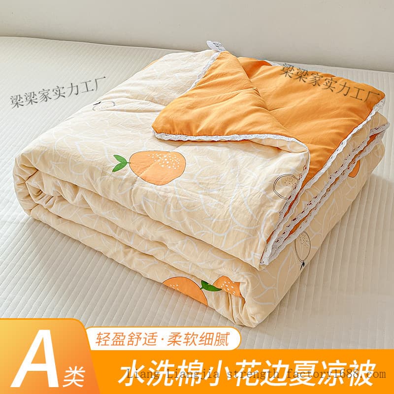 Washed Cotton Summer Quilt Air Conditioning Blanket Wholesale Summer Double Bed Quilt Quilt Core Children Summer Quilt Single Machine Washable