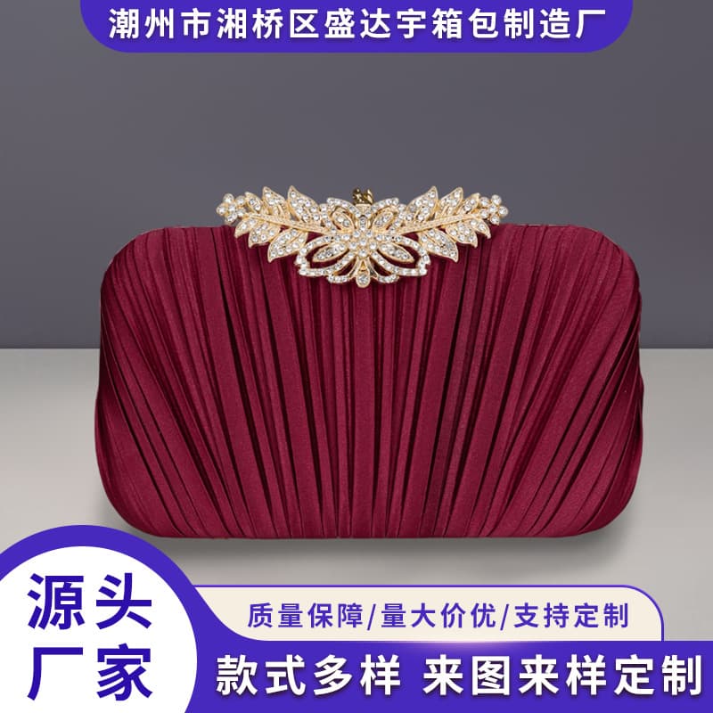 Evening Bag with Pleated Design, High-End Clutch Bag, Evening Dress Bag, Women's Banquet Bag, Single Shoulder Crossbody Pleated Dress Bag, New Style
