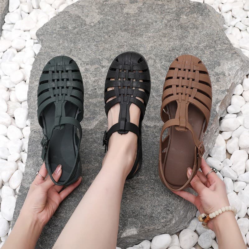 Summer New Style Ladies Sandals Glitter Crystal Jelly Toe-Shaped Hollow out Casual Beach Shoes Home Comfortable Footwear